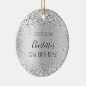 Birthday silber Konfettame Keramik Ornament (Rechts)