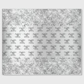 Birthday silber Konfetti funkeln Name elegant Geschenkpapier (Flach)