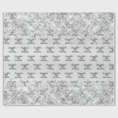 Birthday silber Konfetti funkeln Name elegant Geschenkpapier (Flach)