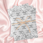 Birthday silber Konfetti funkeln Name elegant Geschenkpapier Set