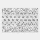 Birthday silber Konfetti funkeln Name elegant Geschenkpapier Set (Vorderseite 3)