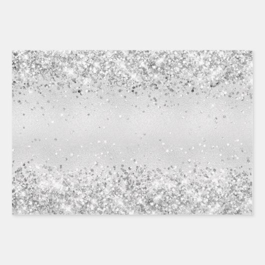 Birthday silber Konfetti funkeln Name elegant Geschenkpapier Set (Vorderseite 2)