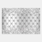 Birthday silber Konfetti funkeln Name elegant Geschenkpapier Set (Vorderseite)