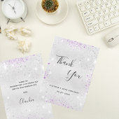 Birthday Silber lila Glitzer Staub glamourös Dankeskarte