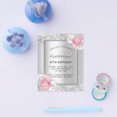 Birthday silber pink florenhaus Einladung Flyer (Einzeln)