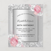 Birthday silber pink florenhaus Einladung Flyer (Vorne)