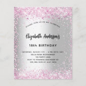 Birthday silber pink funkeln Haushaltseinladung Flyer (Vorne)