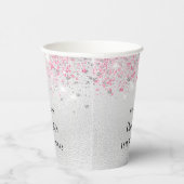 Birthday silber pink Glitzer Name Party Pappbecher (Rechts)