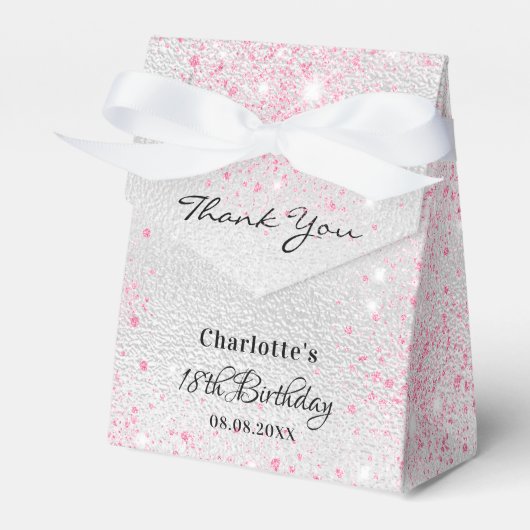 Birthday silber pink Glitzer vielen Dank Geschenkschachtel (Vorderseite)