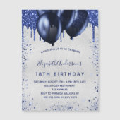 Birthday silberblauen Ballons Einladungsmagnet Magnetkarte (Vorderseite)