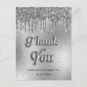 Birthday Silberfolie Glitzer Moderne Dankeschön Postkarte (Vorderseite)
