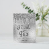 Birthday Silberfolie Glitzer Moderne Dankeschön Postkarte (Stehend Vorderseite)