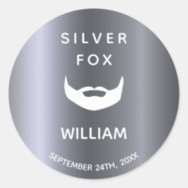 Birthday Silberfuchs Bart Männer Typ grau Trend Runder Aufkleber