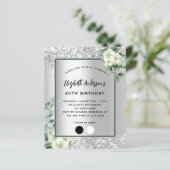 Birthday silberne Blütenröhre Einladung (Stehend Vorderseite)