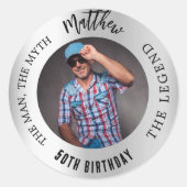 Birthday silberne Foto Mythos Legende Runder Aufkleber (Vorderseite)