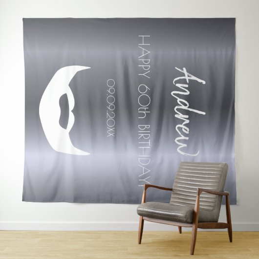 Birthday silberne Fuchs Männer Typ grau-trendy Wandteppich (Beispiel (Horizontal))