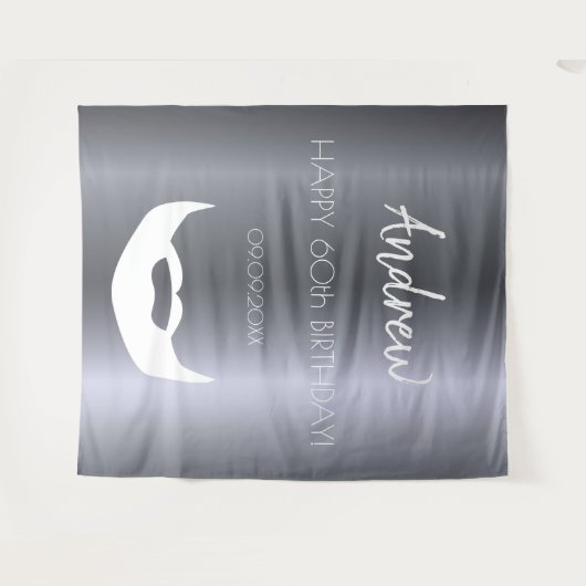 Birthday silberne Fuchs Männer Typ grau-trendy Wandteppich (Vorderseite (Horizontal))