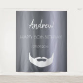 Birthday silberne Fuchs Männer Typ grau-trendy Wandteppich (Vorderseite)