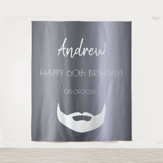 Birthday silberne Fuchs Männer Typ grau-trendy Wandteppich (Vorderseite)