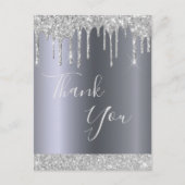 Birthday silberne Glitzer Tropfen Danke Postkarte (Vorderseite)