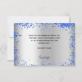 Birthday silberne königsblaue Glitzern Foto Dankeskarte (Rückseite)