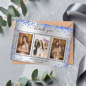 Birthday silberne königsblaue Glitzern Foto Dankeskarte