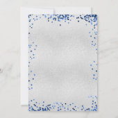 Birthday silberne Marine blauen Konfetti Luxus Einladung (Rückseite)