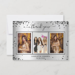 Birthday silberne schwarze Glitzer Glitzern Foto G Dankeskarte