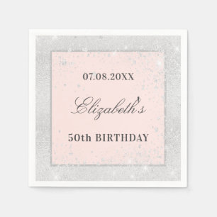 Birthday silberrot Rose Gold Glitzer Staub Serviette