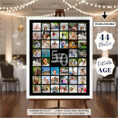 Birthday Simple 44 Foto Collage Custom Colors Poster