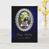 BIRTHDAY, SISTER, Antike Blue/White Vase, Flower Karte (Gelbe Blume)
