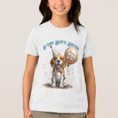Birthday Sister Beagle Dog Ballon Custom Tri-Blend Shirt (Vorderseite)
