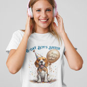 Birthday Sister Beagle Dog Ballon Custom Tri-Blend Shirt