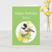 Birthday Sister Chickadee Sunflower Bird Karte (Gelbe Blume)
