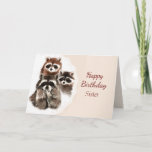 Birthday Sister Cute Raccoon Family Animal Karte<br><div class="desc">Happy Birthday Sister  with Cute Watercolor Raccoon Family Animal Art.   Let her know how much you love and appreciate her</div>