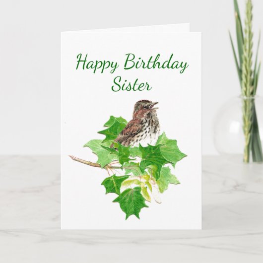 Birthday Sister Song Sparrow Bird Karte (Vorderseite)