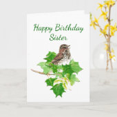 Birthday Sister Song Sparrow Bird Karte (Gelbe Blume)