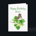 Birthday Sister Song Sparrow Bird Karte<br><div class="desc">Ideal,  wenn Sie Vögel,  Vogelbeobachtung oder Spatzen lieben. Watercolor Song Sparrow Bird für die Schwester,  die Sie schätzen com. com</div>