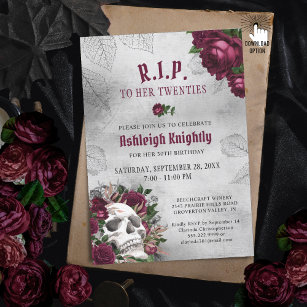 Birthday Skull and Rose RIP Decke Einladung