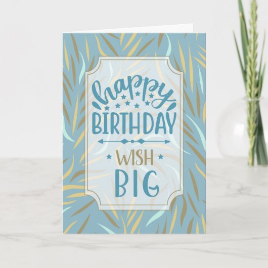 Birthday Sky Blue Botanical mit braunen Tones Karte (Vorderseite)