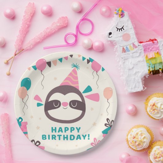 Birthday Sloth Pappteller (Party)