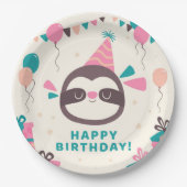 Birthday Sloth Pappteller (Vorderseite)