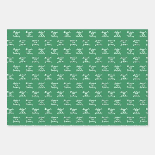 Birthday-Smaragd-Namensschrift Geschenkpapier Set (Vorderseite 2)