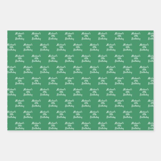 Birthday-Smaragd-Namensschrift Geschenkpapier Set (Vorderseite)