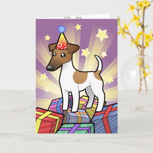 Birthday Smooth Fox Terrier Karte (Gelbe Blume)