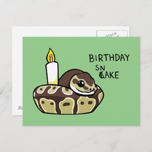 Birthday Snake Cute Ball Python Drawing Postcard Postkarte (Vorne/Hinten)