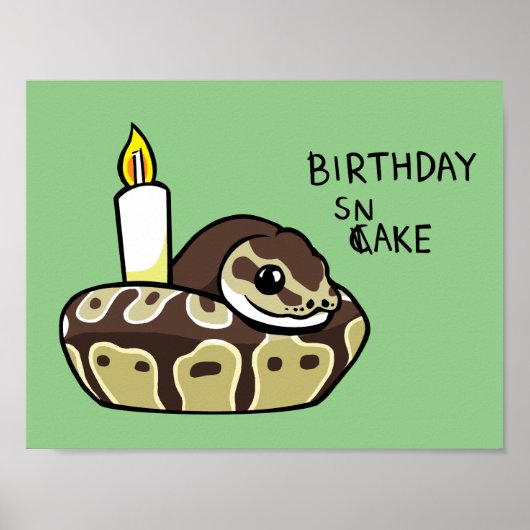 Birthday Snake Niedlich Ball Python Zeichnend Post Poster (Vorne)