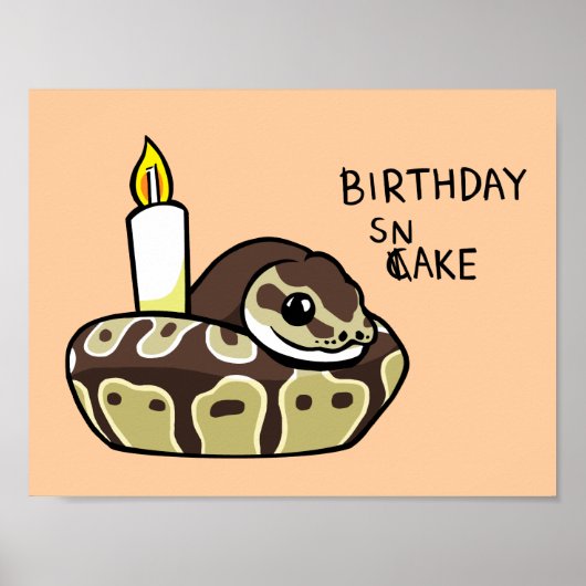 Birthday Snake Niedlich Ball Python Zeichnend Post Poster (Vorne)