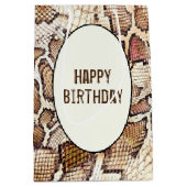Birthday Snake Skin Print Medium Geschenktasche Mittlere Geschenktüte (Vorderseite)