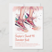 Birthday Sneaker Ball Grunge Aquarell Sweet 16 Einladung (Vorderseite)